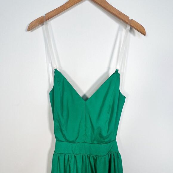 Lulus Green Flowy Backless Maxi Long Cocktail EveningDress - Picture 3 of 16